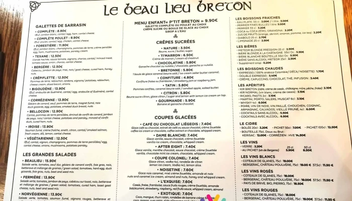 Au Beau Lieu Breton -  Menu - Beaulieu-sur-dordogne