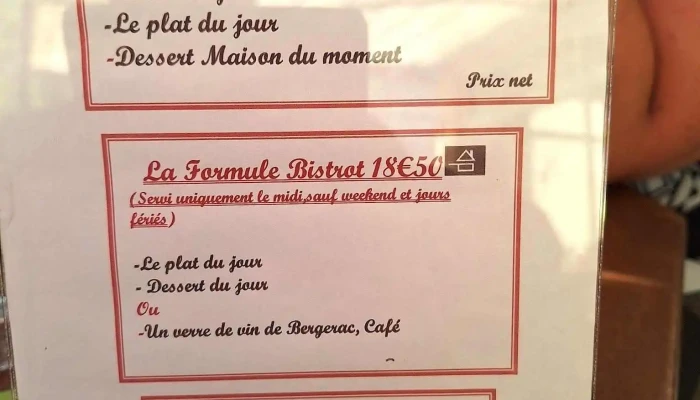 Auberge De La Nauze -  Menu - Sagelat