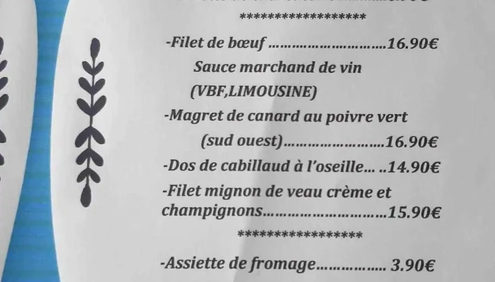 Auberge Du Pont -  Menu - Bessines-sur-gartempe