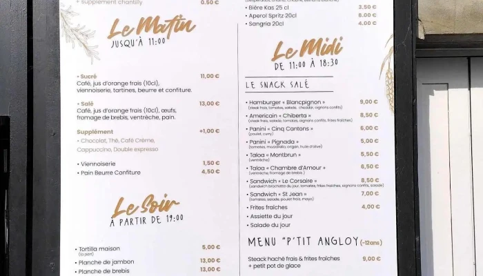Aux 3 Ptits Cochons Menu - Anglet