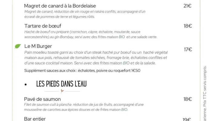 Brasserie La Maison Beautiran -  Menu - Beautiran