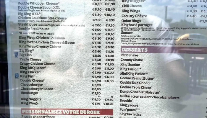 Burger King -  Menu - Ayguemorte-les-graves