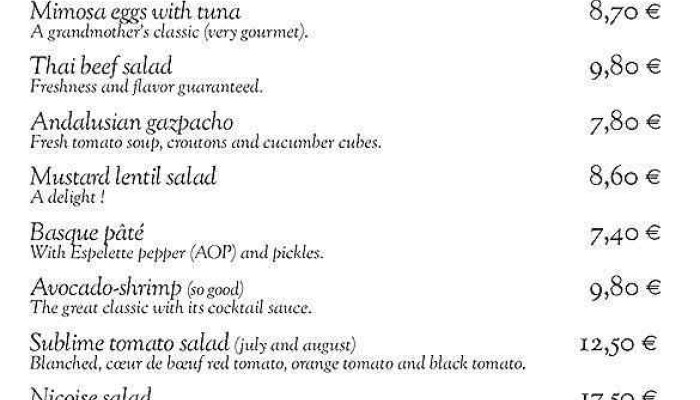 Cafe Medicis Menu - Bergerac