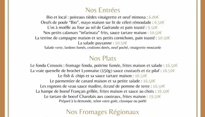 Chez Armand Le Bistrot Art Deco A Aubusson Menu - Aubusson