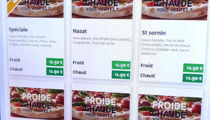 Distributeur La Piccola Bellac -  Menu - Bellac