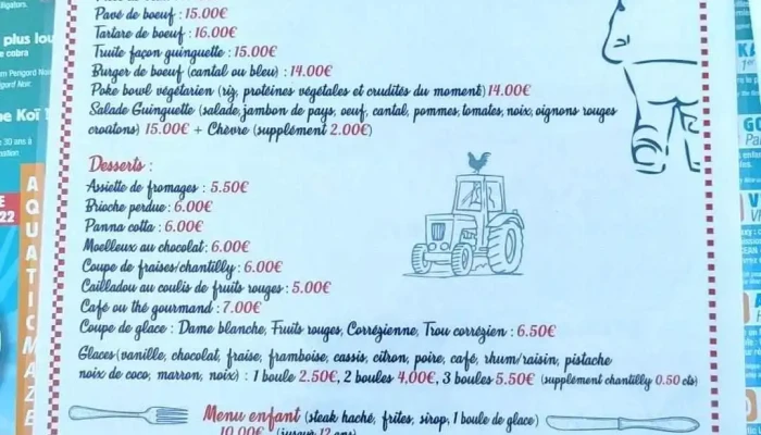 La Guinguette Caro Aux Fourneaux Menu - Monceaux-sur-dordogne
