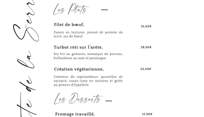 La Table De La Cheze Menu - Floirac