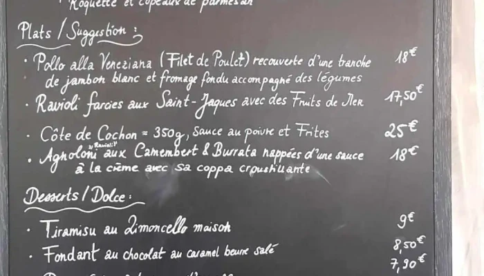 Langolino Italiano -  Menu - Ars-en-ré