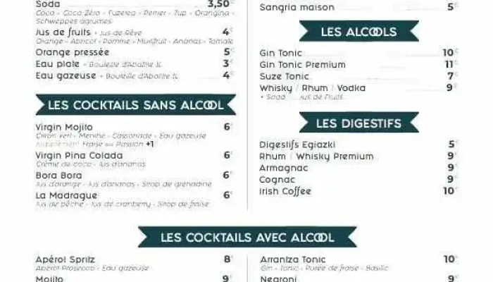 Larrantza Menu - Anglet