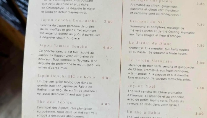 Le Bel Instant -  Menu - Angoulême