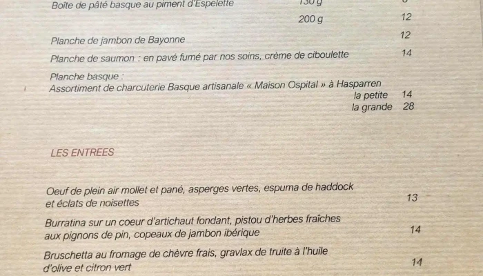 Le Cafe Riviere Menu - Trélissac