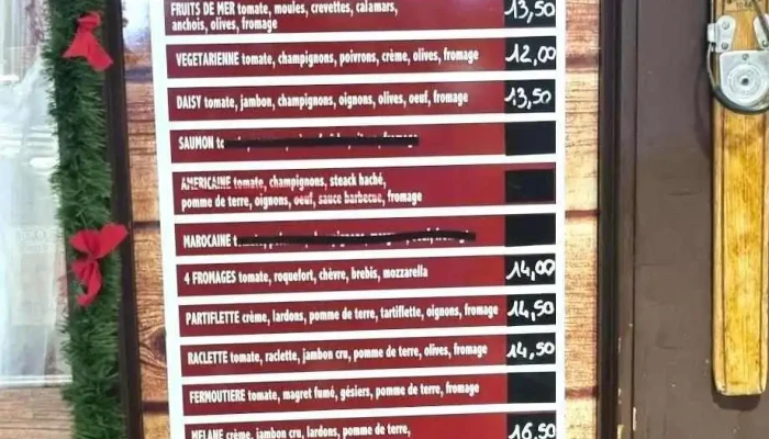 Le Chalet Tivoli -  Menu - Arette