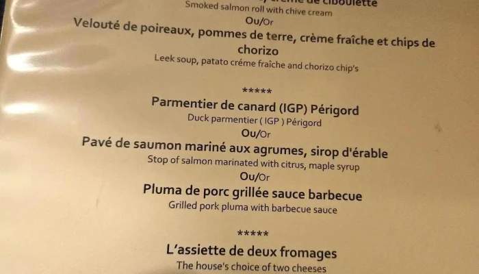Le Seizieme -  Menu - Périgueux
