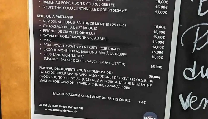 Moma Kitchen -  Menu - Bayonne