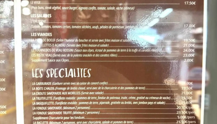 Mums Bar Menu - Arette