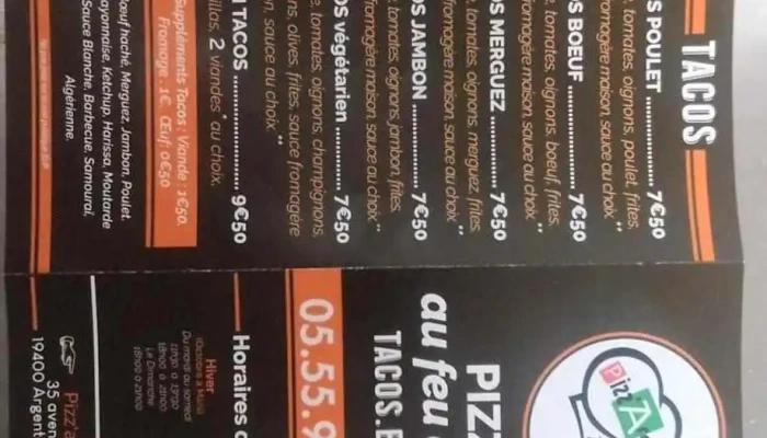 Pizzargentat Menu - Argentat-sur-dordogne