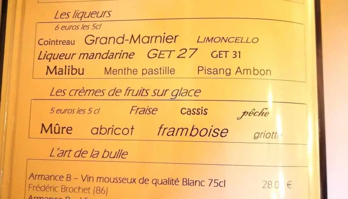 Restaurant La Gannerie -  Menu - Vouneuil-sous-biard