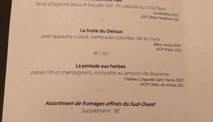 Villa Mirasol -  Menu - Mont-de-marsan