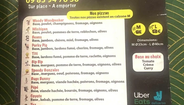 Woodys Pizza Menu - Bassens